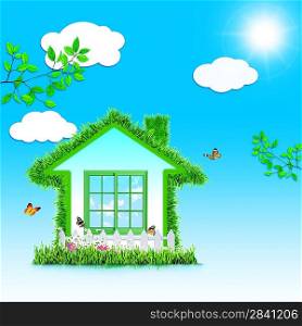 Funny Green House. Abstract eco backgrounds for your design