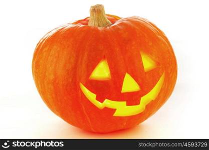 Funny Halloween pumpkin isolated on white background