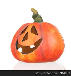 Funny Halloween pumpkin smiling isolated on a white background