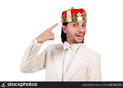 Funny king in white suit