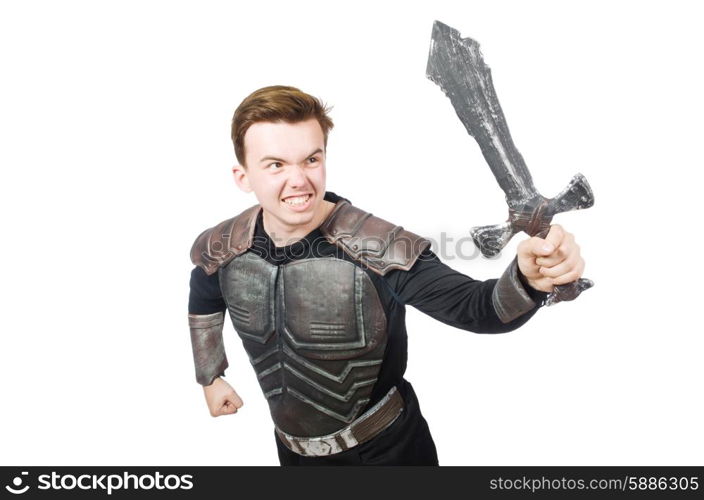 Funny knight isolated on the white background