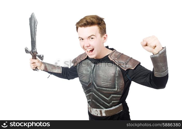 Funny knight isolated on the white background