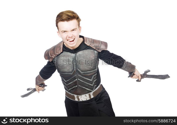 Funny knight isolated on the white background