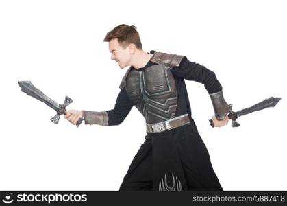 Funny knight isolated on the white background