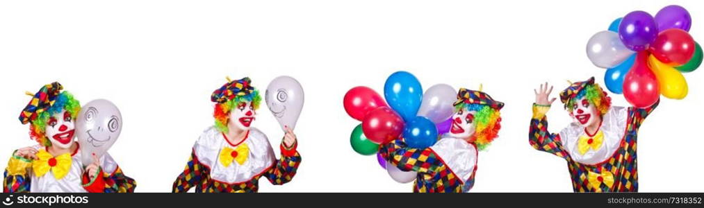 Funny male clown isolated on white 