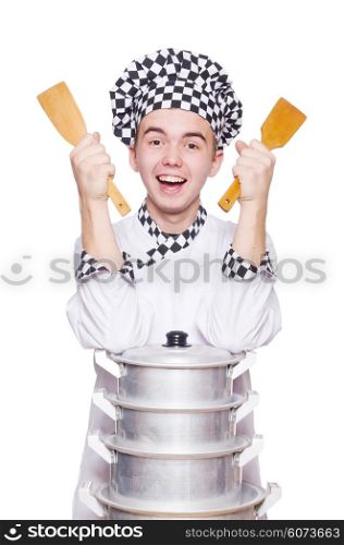 Funny male cook isolated on white