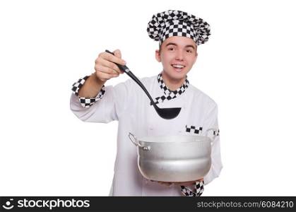 Funny male cook isolated on white