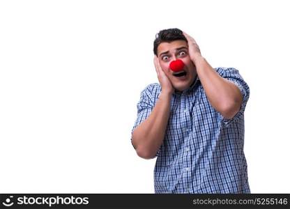 Funny man clown isolated on white background