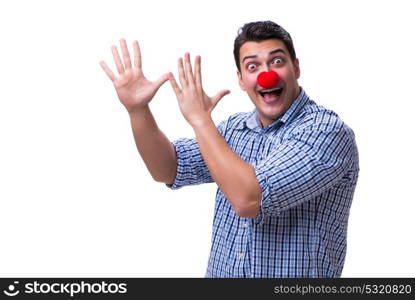 Funny man clown isolated on white background