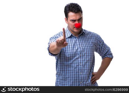 Funny man clown isolated on white background