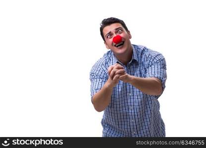 Funny man clown isolated on white background