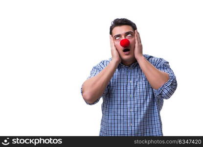 Funny man clown isolated on white background