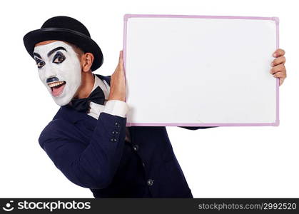 Funny man with blank board