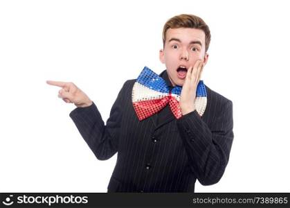 Funny man with giant bow tie