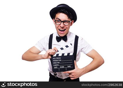 Funny man with movie board