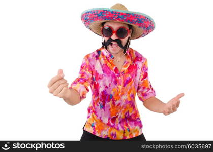 Funny mexican with sombrero hat