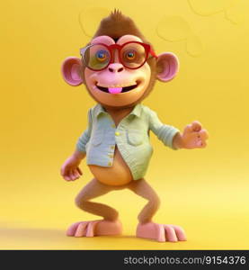 Funny monkey wearing sunglasses on a colorful background by generative AI