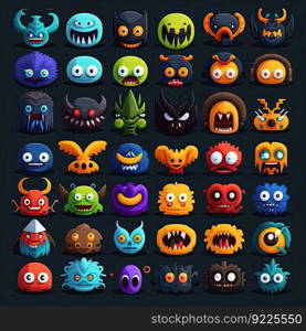 funny monster character avatar ai generated. alien icon, halloween happy, design creature funny monster character avatar illustration. funny monster character avatar ai generated