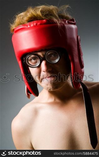 Funny nerd boxer in sport concept