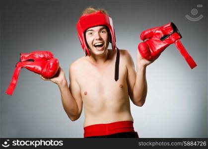 Funny nerd boxer in sport concept