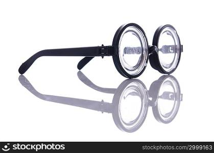 Funny nerd glasses isolated on white