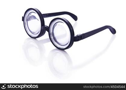 Funny nerd glasses isolated on white