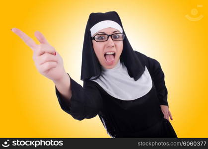 Funny nun isolated on the white