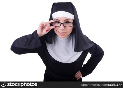 Funny nun isolated on the white