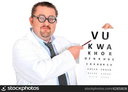 Funny ophtalmologist with bifocal glasses
