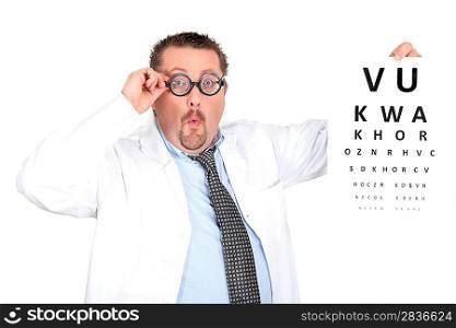 Funny ophthalmologist wearing bifocals