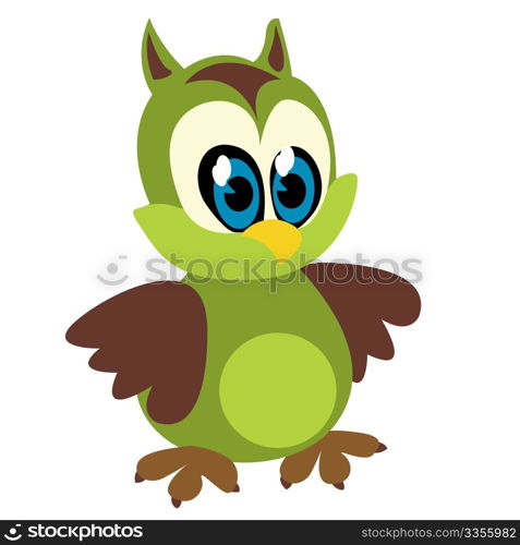 Funny owl cartoon sketch over white background