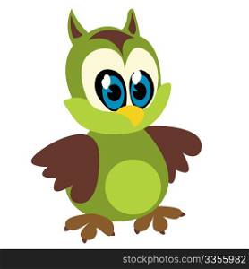 Funny owl cartoon sketch over white background