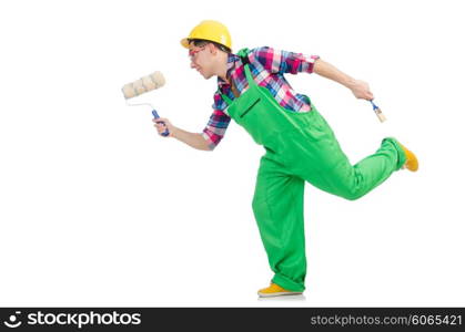 Funny painter isolated on white