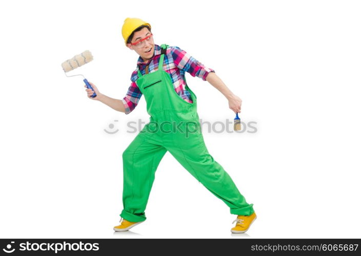 Funny painter isolated on white