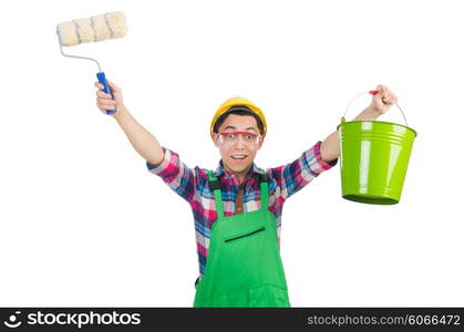 Funny painter isolated on white