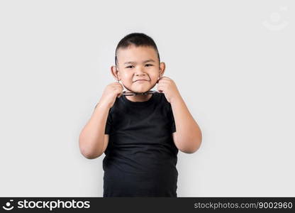 Funny portrait boy studio photo