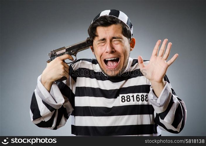 Funny prison inmate with gun