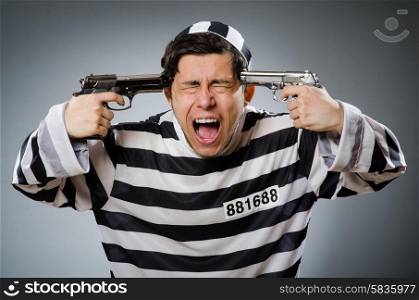 Funny prison inmate with gun