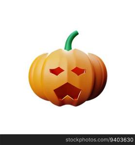Funny Pumpkin cartoon for halloween Flying pumpkin plastic cartoon low poly 3d icon on white background.