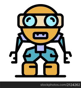Funny robot icon. Outline funny robot vector icon color flat isolated. Funny robot icon color outline vector