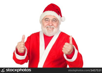 Funny Santa Claus saying OK with his thumbs isolated on white background