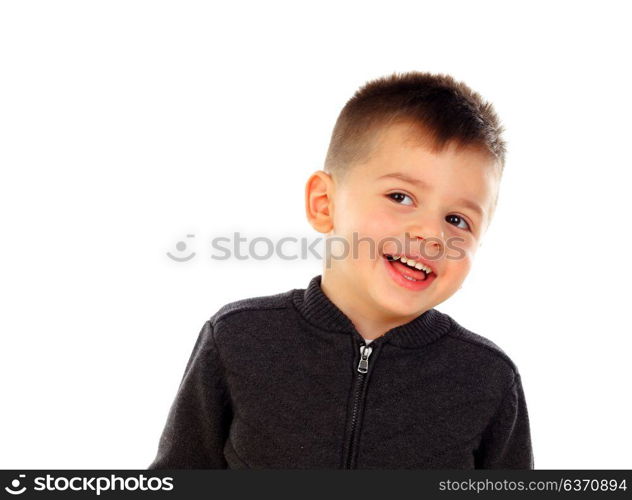 Funny small child isolated on a white background