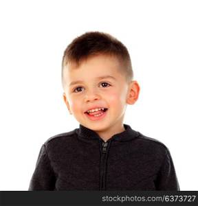 Funny small child isolated on a white background