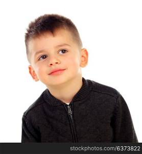 Funny small child isolated on a white background