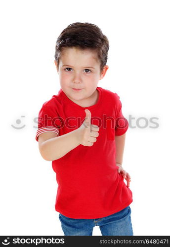 Funny small child saying Ok . Funny small child saying Ok isolated on white background