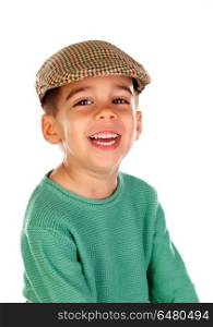 Funny small child with dark eyes and spanish cap. Funny small child with dark eyes and spanish cap isolated on a white background