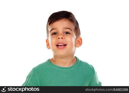 Funny small child with dark hair and black eyes. Funny small child with dark hair and black eyes isolated on a white background