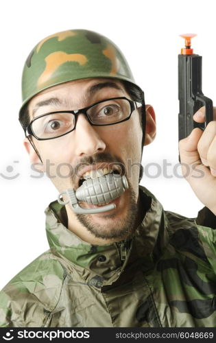 Funny soldier in humour concept