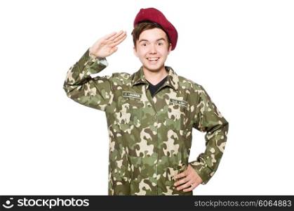 Funny soldier isolated on white