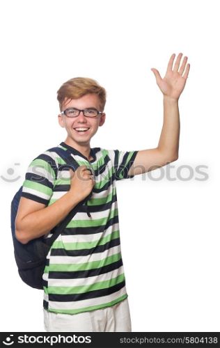 Funny student isolated on the white background